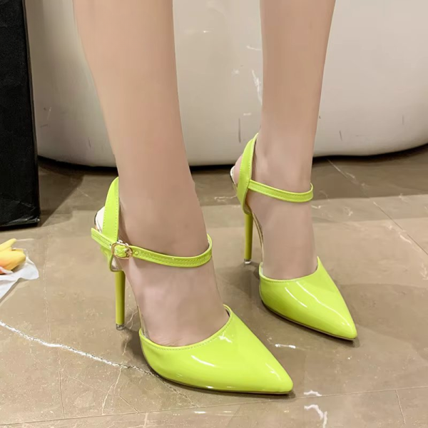 Ankle Strap Hollow Pointed Toe Super High Stiletto Heels - Image 4