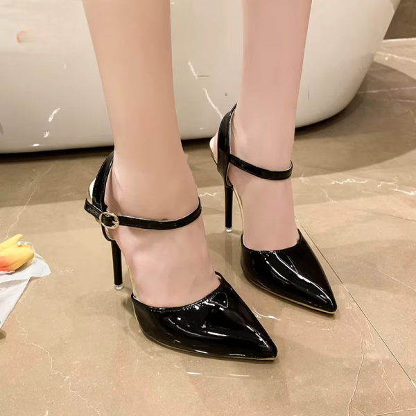 Ankle Strap Hollow Pointed Toe Super High Stiletto Heels - Image 23