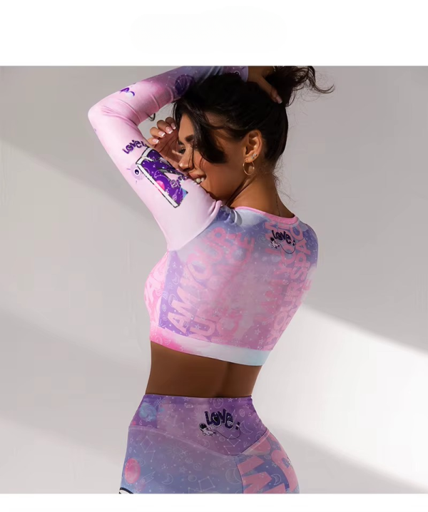 Casual Unicorn Printing High-waist Leggings Sports Yoga Set