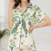 Animal Print Short-sleeved Top With Roll-down Collar Buttons and Baggy Shorts Pajamas Set - Image 5