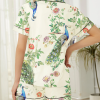 Animal Print Short-sleeved Top With Roll-down Collar Buttons and Baggy Shorts Pajamas Set - Image 3