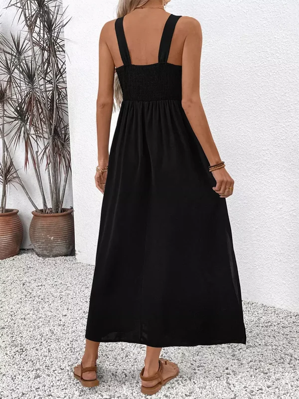 Casual Ethnic Embroidery High Waist Sleeveless Maxi Dress - Image 3