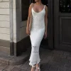Casual Spaghetti Straps Hollow Sleeveless Knit Dress