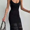 Casual Spaghetti Straps Hollow Sleeveless Knit Dress - Image 6