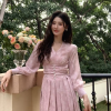 Casual Vintage Fashion Print V-Neck Slim Mini Short Pleated Dress - Image 3