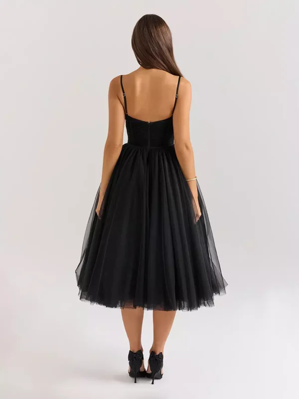 Elegant A-Line Graduation Sweet Tulle Sleeveless Midi Dress - Image 10