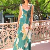 Elegant A-line Polyester Daily Casual Sleeveless Floral Maxi Dress - Image 2