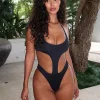 Elegant Athletic Monokini Open Shoulder U-neck One Piece Swimsuits