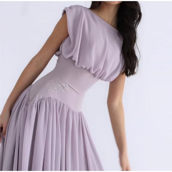 Elegant Chiffon O Neck Cap Sleeves Long Party A-Line Dresses Gowns - Image 8