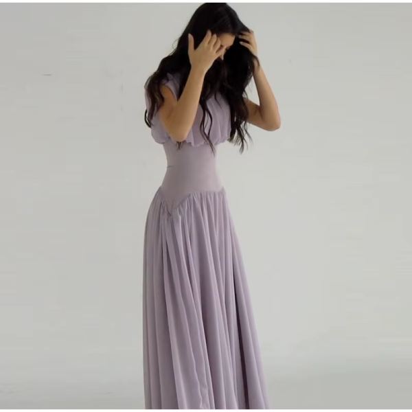 Elegant Chiffon O Neck Cap Sleeves Long Party A-Line Dresses Gowns - Image 4