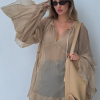 Elegant Classic Fashion Ruffle Loose V-Neck Long Sleeve Ankle Length Dresses - Image 3