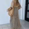 Elegant Classic Fashion Ruffle Loose V-Neck Long Sleeve Ankle Length Dresses - Image 2