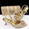 Elegant Color Block Design Shoes And Full Rhinestone Party Bag - Image 8