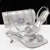 Elegant Color Block Design Shoes And Full Rhinestone Party Bag - Image 6
