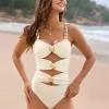 Elegant Color Block Resort Wear Cutout One-piece Swimsuit - Image 8