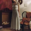 Elegant Color Block V-neck Knitted Sleeveless Midi Dress - Image 5