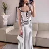 Elegant Color Block V-neck Knitted Sleeveless Midi Dress - Image 2