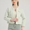Elegant Crewneck Polyester Solid Color Temperament Style Jacket