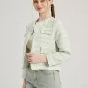 Elegant Crewneck Polyester Solid Color Temperament Style Jacket - Image 3
