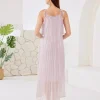 Elegant Flowers Pleated Boho Strap Flowy Sleeveless Maxi Dress - Image 4