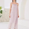Elegant Flowers Pleated Boho Strap Flowy Sleeveless Maxi Dress - Image 2