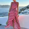 Elegant Halter Neck Boho Printed Sleeveless Maxi Dress - Image 3