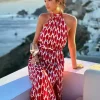 Elegant Halter Neck Boho Printed Sleeveless Maxi Dress - Image 4