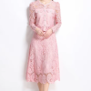 Elegant Hollow Out Pearl Embroidery Lace Top Midi Skirt Outfits Party Evening 2 Piece Sets - Image 7