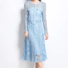 Elegant Hollow Out Pearl Embroidery Lace Top Midi Skirt Outfits Party Evening 2 Piece Sets - Image 11