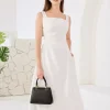 Elegant Side Pockets Square Neck Sleeveless A-Line Midi Dress - Image 3
