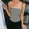 Elegant Striped Backless Strapless Sleeveless Mini Dress - Image 6