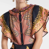Fashion Loose Spliced Lace Up Round Neck Sleeveless Patchwork Printing Dress - Image 3