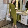 Fashion Mesh Elegant Sequin O-Neck Folds Party Prom Robe Long Dress - Image 10