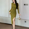 Fashion Mesh Elegant Sequin O-Neck Folds Party Prom Robe Long Dress - Image 7