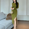 Fashion Mesh Elegant Sequin O-Neck Folds Party Prom Robe Long Dress - Image 6