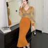 Formal Style Occasion Elegant Office V-Neck High Waist Slim Midi Pencil Dress - Image 8