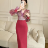 Formal Style Occasion Elegant Office V-Neck High Waist Slim Midi Pencil Dress - Image 12