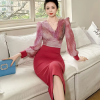 Formal Style Occasion Elegant Office V-Neck High Waist Slim Midi Pencil Dress - Image 11