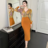 Formal Style Occasion Elegant Office V-Neck High Waist Slim Midi Pencil Dress - Image 7