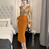 Formal Style Occasion Elegant Office V-Neck High Waist Slim Midi Pencil Dress - Image 6