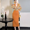 Formal Style Occasion Elegant Office V-Neck High Waist Slim Midi Pencil Dress - Image 3