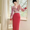 Formal Style Occasion Elegant Office V-Neck High Waist Slim Midi Pencil Dress - Image 15