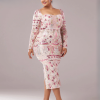 Luxury Plus Size Square Neck Geometric Sequin Formal Dress - Image 4