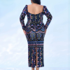Luxury Plus Size Square Neck Geometric Sequin Formal Dress - Image 12