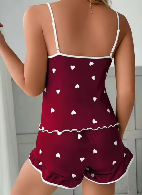 Suspenders Soft Casual Cute Printed Large Size Vest Shorts Pajama Set - Image 4