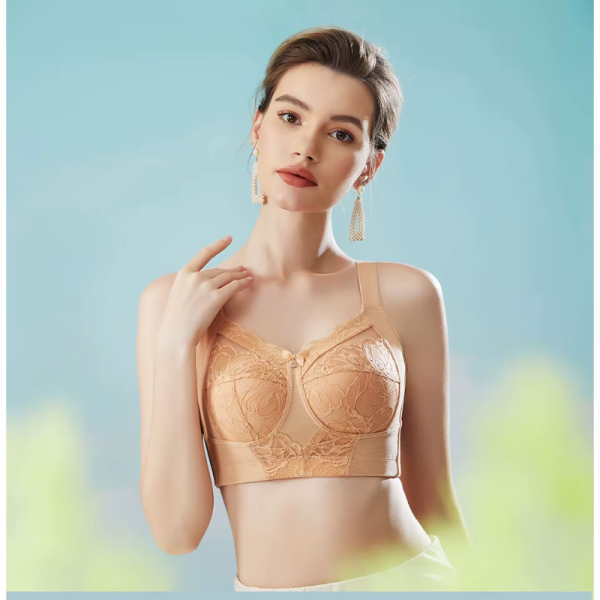 Wireless Plus Size Non Padded Floral Lace Comfortable Bra - Image 6