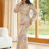 Casual Church Lantern Sleeves Round Neck Sequin Mermaid Formal Dresses - Image 4