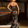 Luxury Strapless Church Floral Sequin Mermaid Formal Evening Maxi Dresses - Image 6