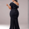 Elegant Plus Size One Shoulder Ruched Split High Quality Graduation Dress - Image 5