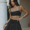 Elegant Sleeveless Crop Top With High Waist Mini Skirt Two Piece Sets - Image 3
